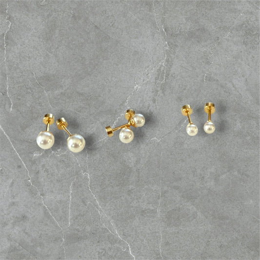 Pearl Stud Earrings - Set of 3